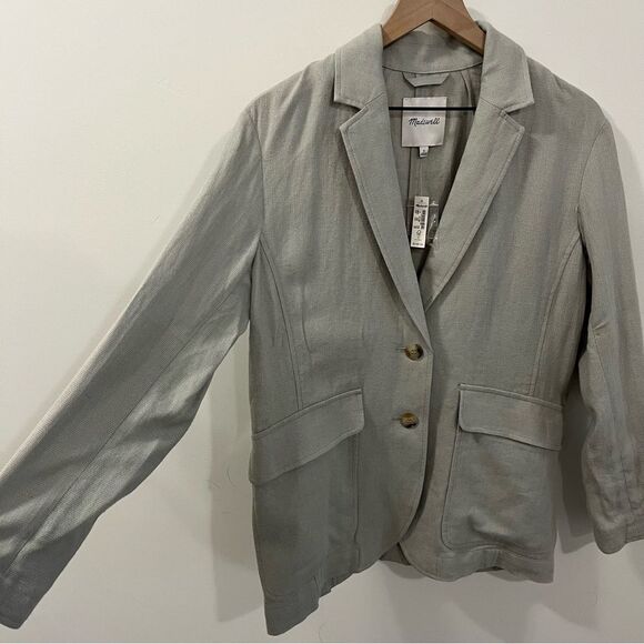 Madewell Breezewoven Larsen Blazer NEW Small Green Linen Blend - Picture 4 of 13